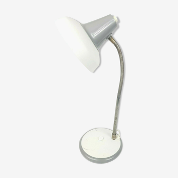 Large steerable desk lamp in white laquered metal 70s