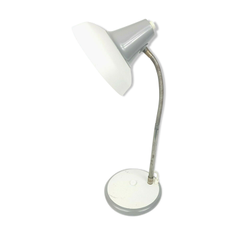 Large steerable desk lamp in white laquered metal 70s