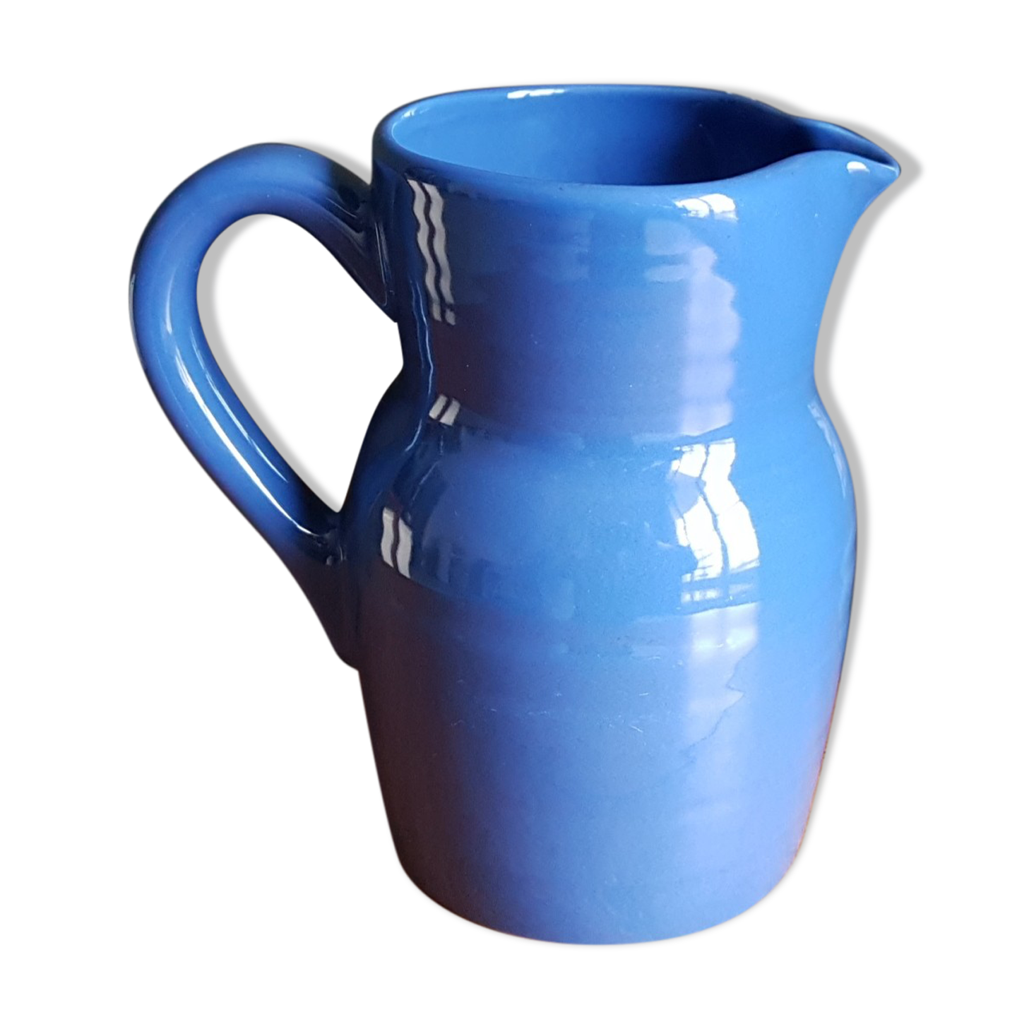 Blue ceramic pitcher