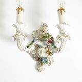 Beautiful hand-painted Mid Century porcelain wall lamp