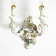 Beautiful hand-painted Mid Century porcelain wall lamp