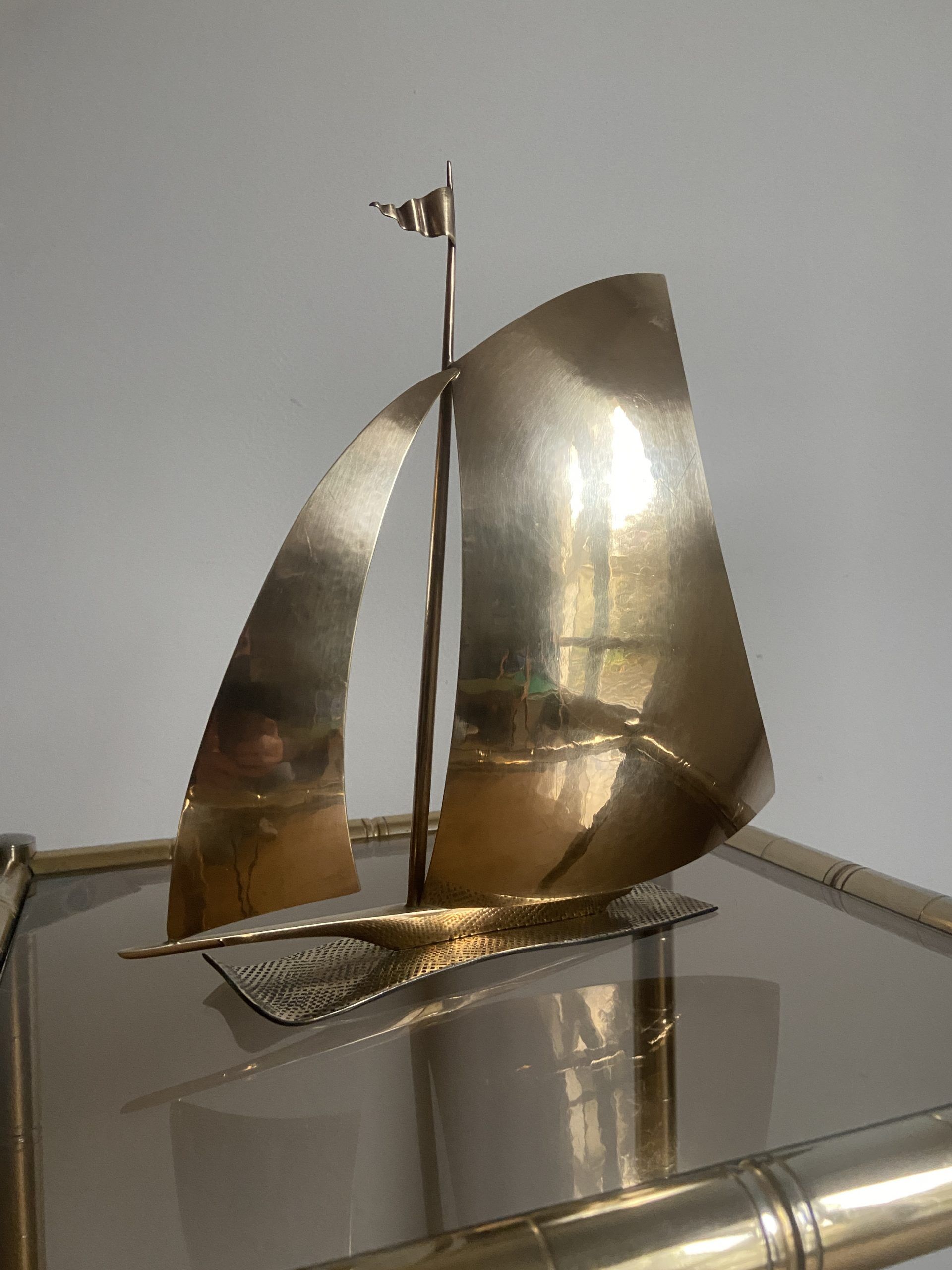 Vintage brass sailboat made in austria