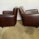 Pair of vintage brown leather club armchairs from the 70s