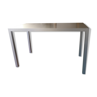 Desk design brushed steel and thick glass