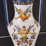 Gien earthenware vase with handles