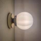 Vintage globe wall / ceiling light in white opaline