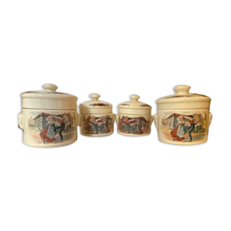 Old series of foie gras pots -Spices Faience Obernai H.Loux Sarreguemines