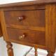 Bedside table with large flap top in burl walnut