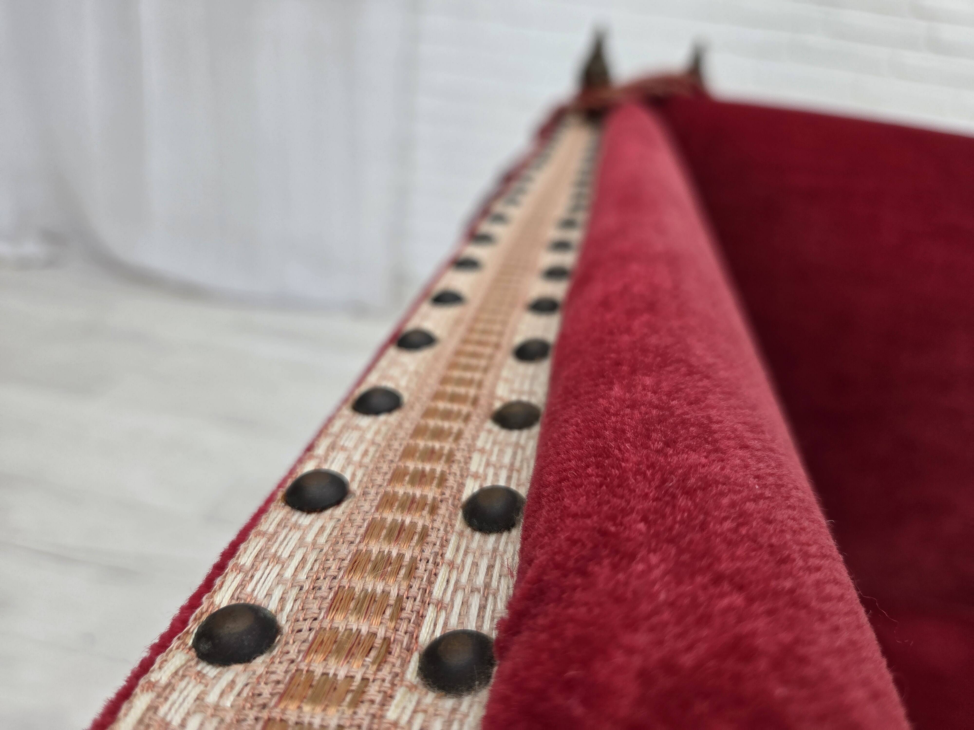 1970s, Danish 2-seater drop arm sofa, furniture velour.