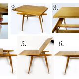 Restored Ash Veneered Extendable Dining Table, 1960s