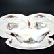 Set of 2 raviers and 1 Obernai saucière in earthenware of Sarreguemines - Décor of Loux