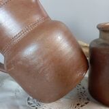 Duo of stoneware ceramic, pitcher and pot, vintage