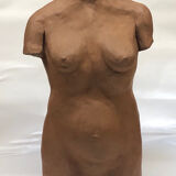 School bust of a female body in red clay terracotta