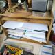 Oak roll-top desk organizer, circa 1930