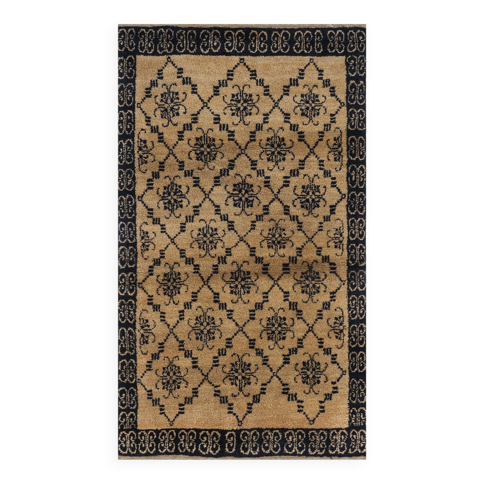 Vintage Turkish Oushak Rug Handwoven 114x193 cm