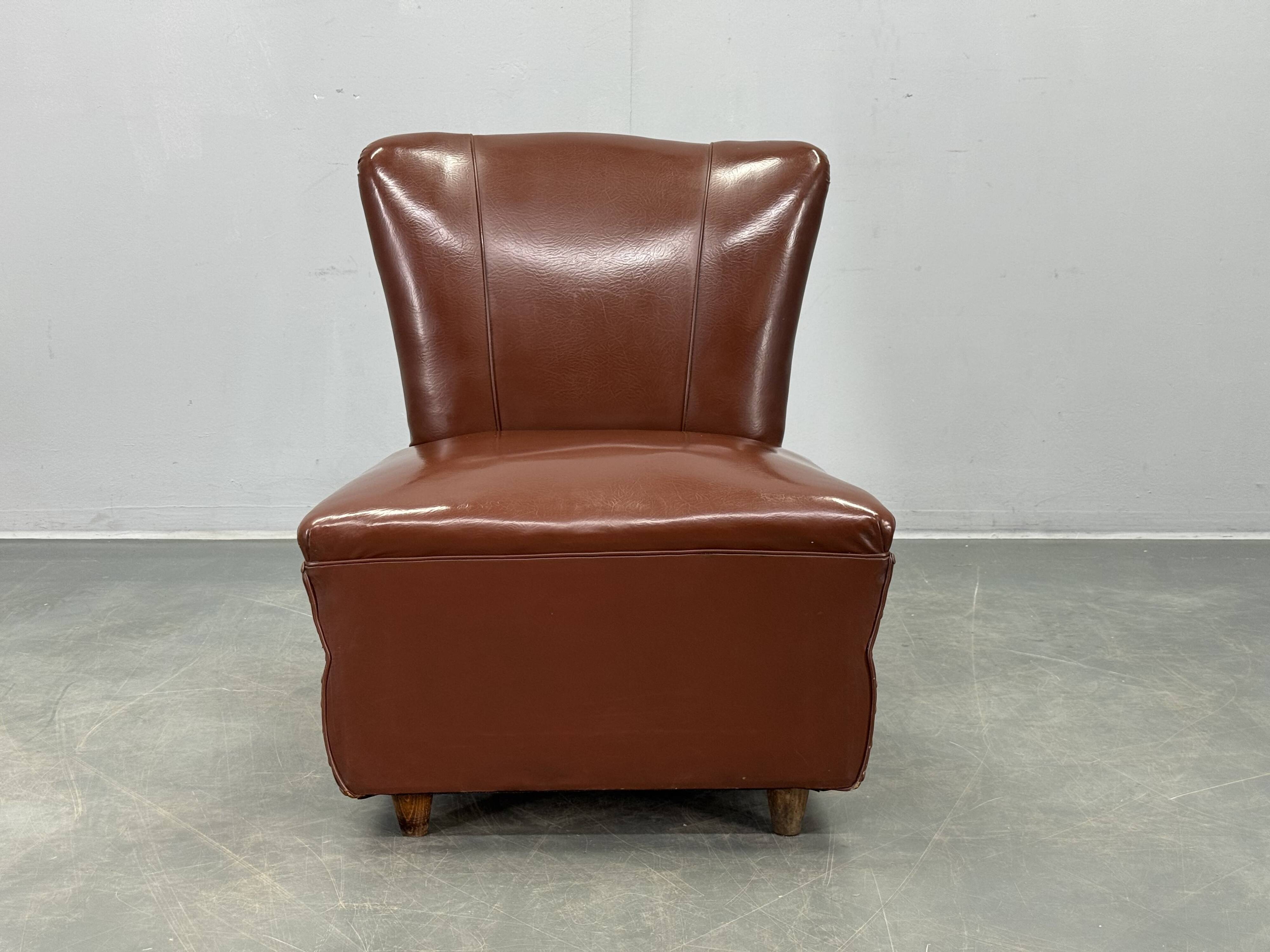 1950s Italian Mid Century Leatherette Lounge Chair