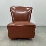 1950s Italian Mid Century Leatherette Lounge Chair