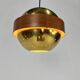 Mid Century Scandinavian Brass and Teak Pendant, 1960s