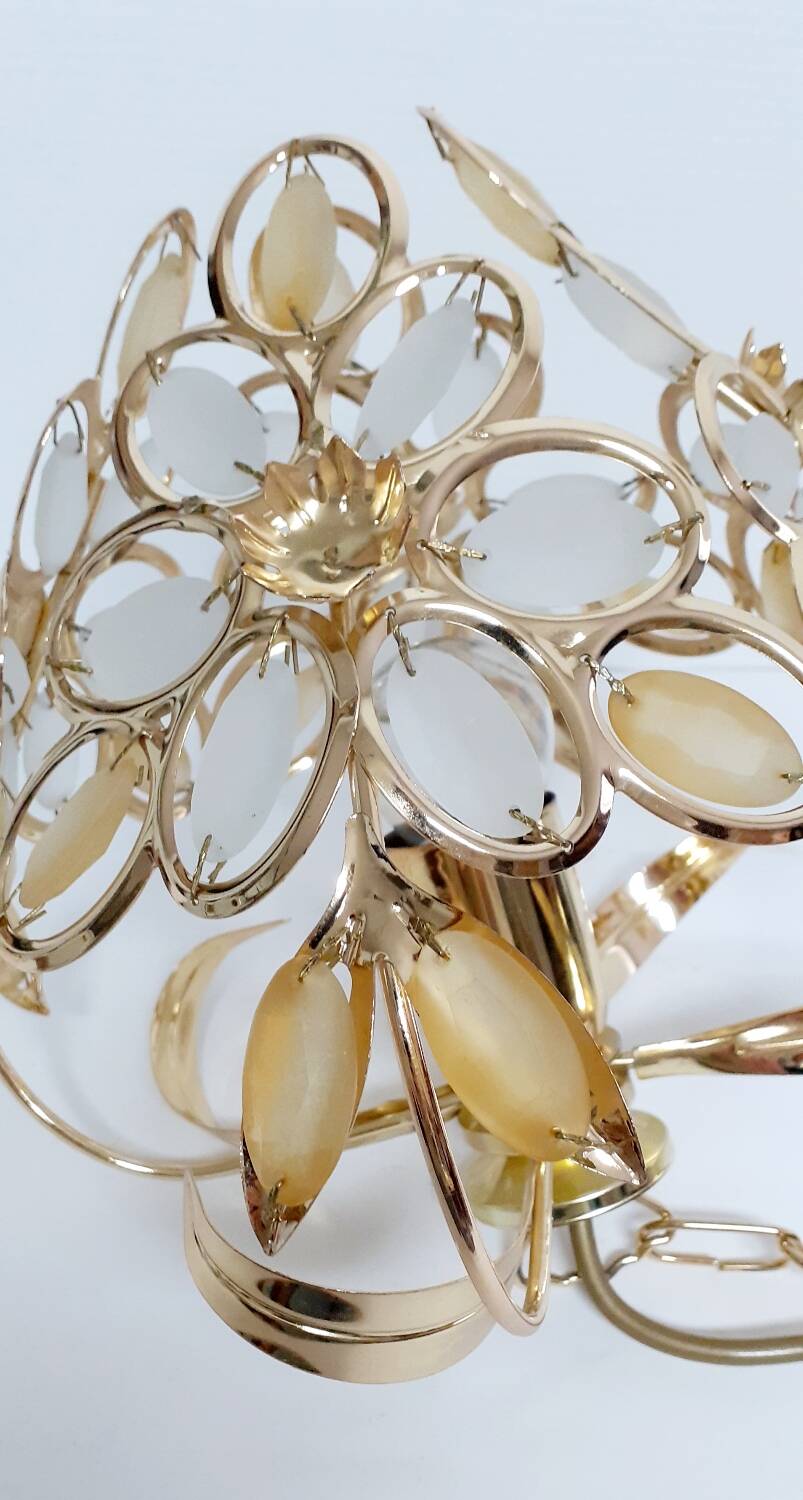 Gold metal pendant light and 90's glass pendants