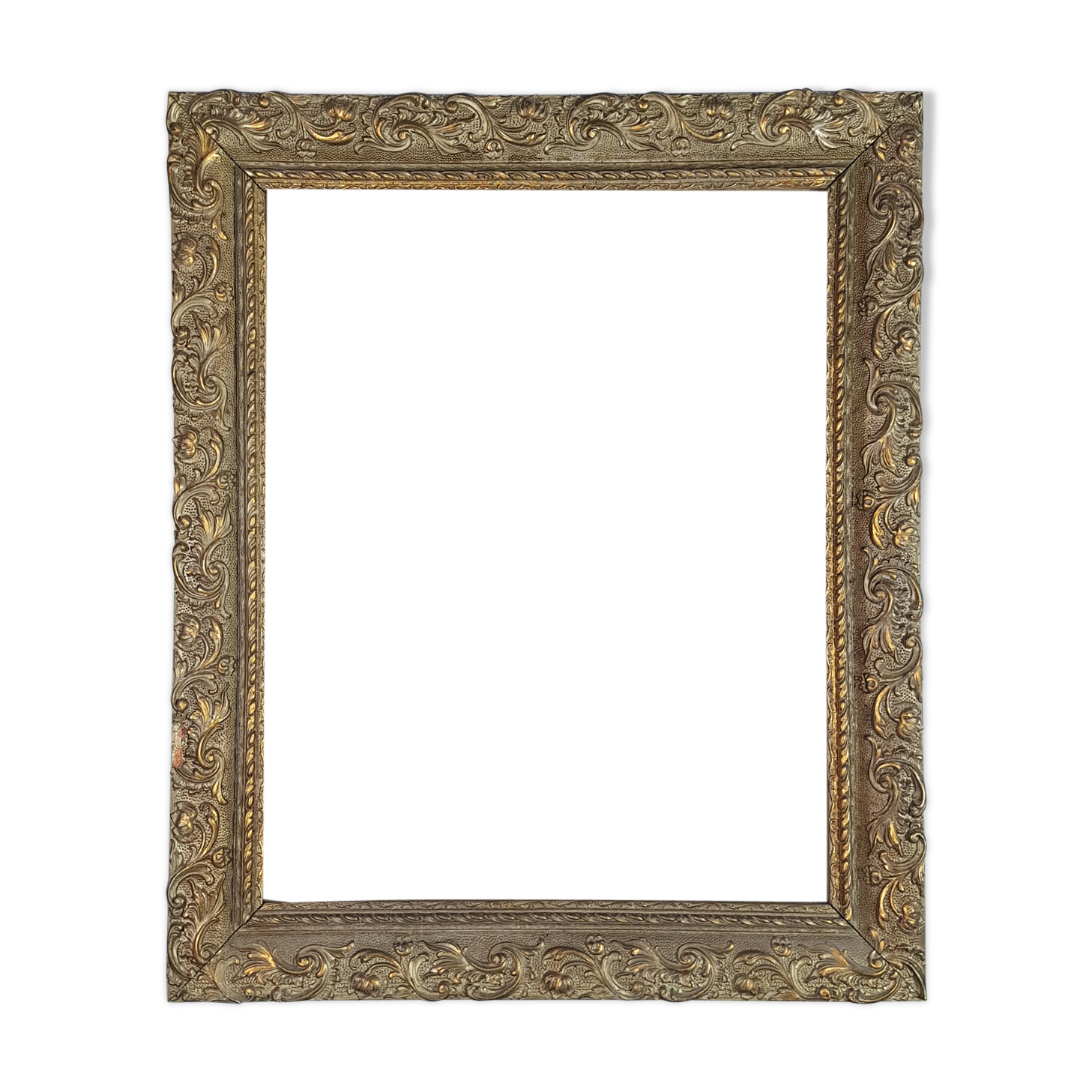 Old wood frame - gilded stucco - glass 61x51 cm leaf 50.5x40 cm SB 113