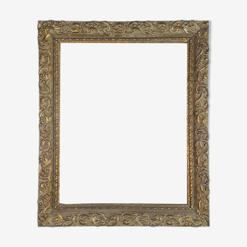 Old wood frame - gilded stucco - glass 61x51 cm leaf 50.5x40 cm SB 113