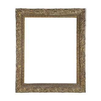 Old wood frame - gilded stucco - glass 61x51 cm leaf 50.5x40 cm SB 113