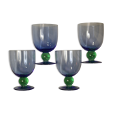 Fine vintage blue and green foot glasses