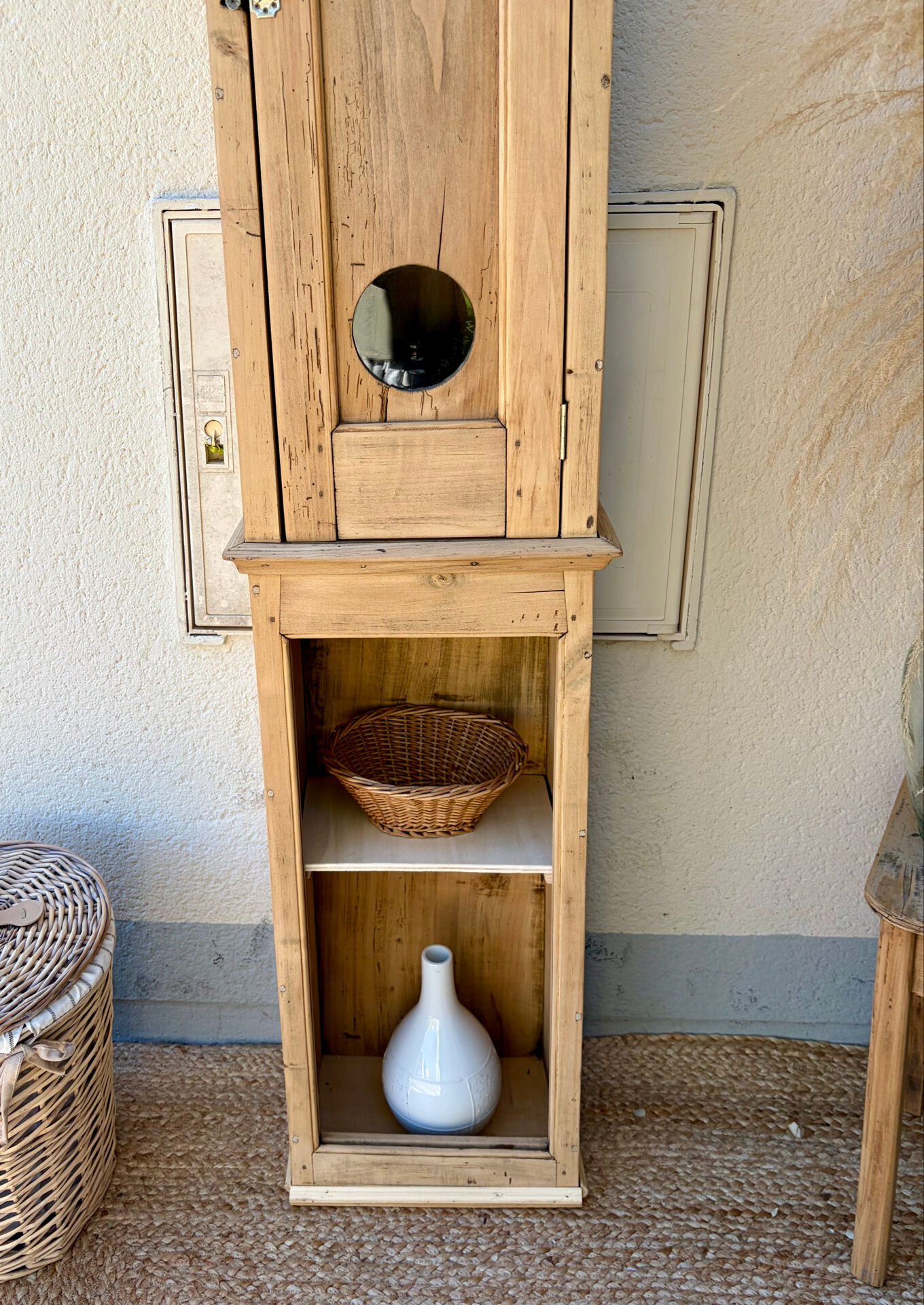 Small wardrobe in raw wood