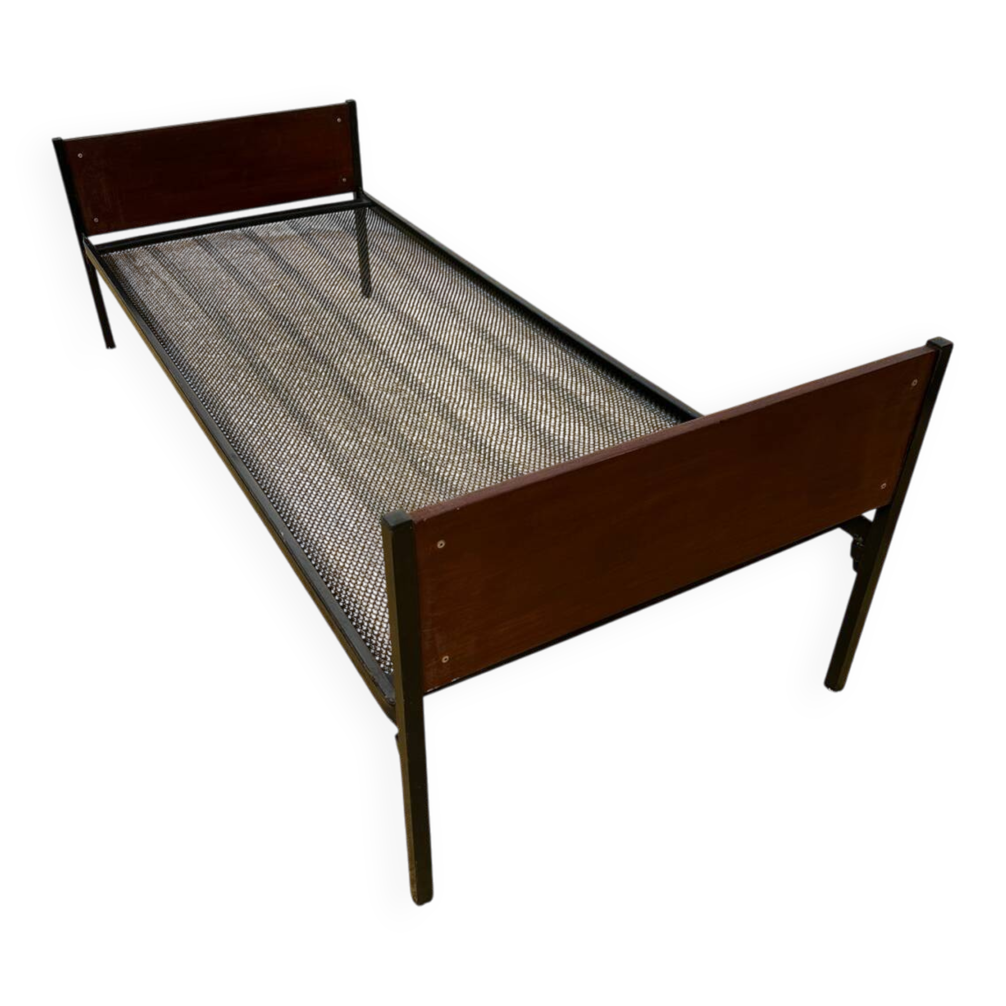 Daybed or Scandinavian single bed with teak veneer.