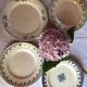 Set of 4 old plates with blue-green décor