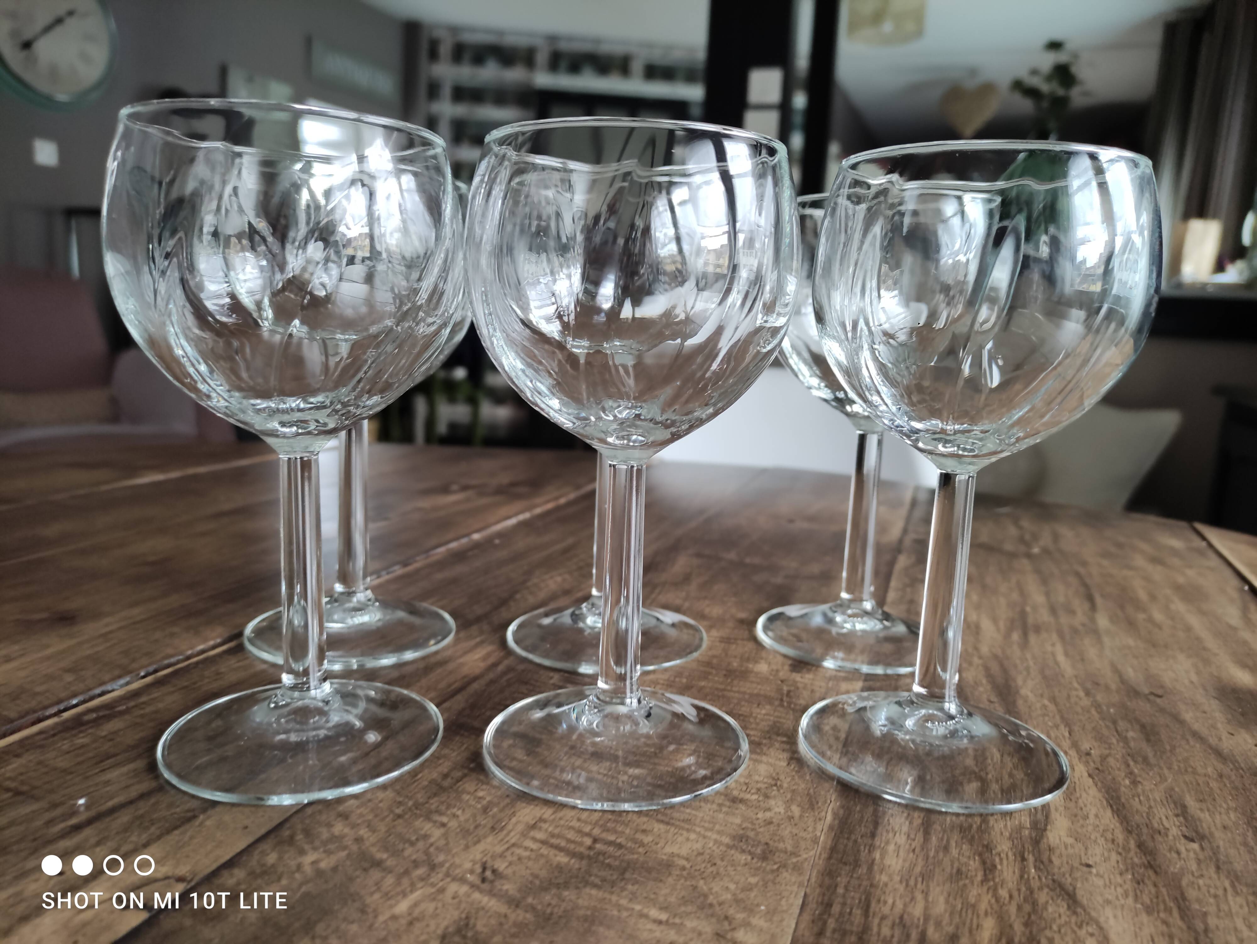 Lot de 6 verres à vin ballon vintage en verre buvant voluté
