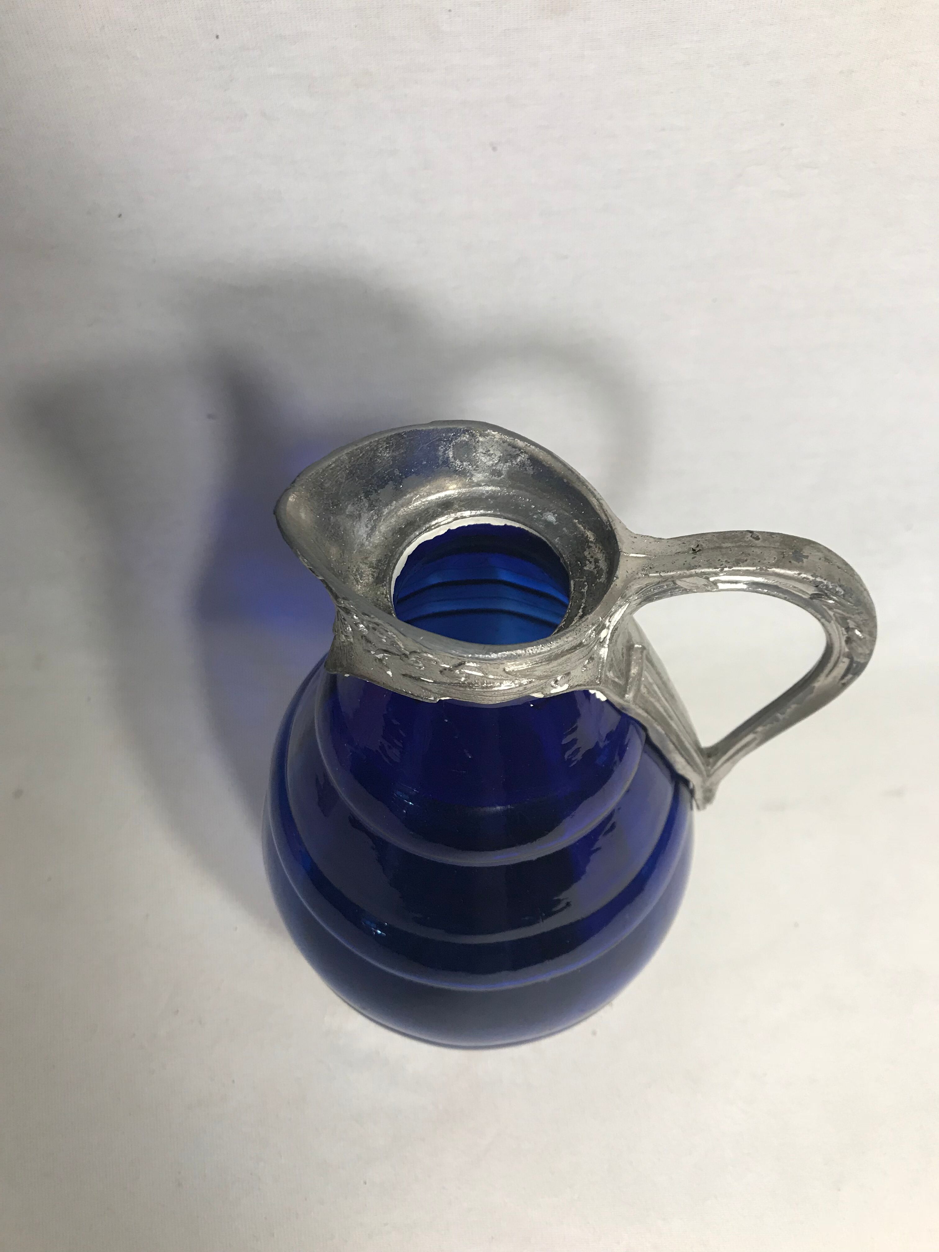 Former pitcher ewer molded glass blue