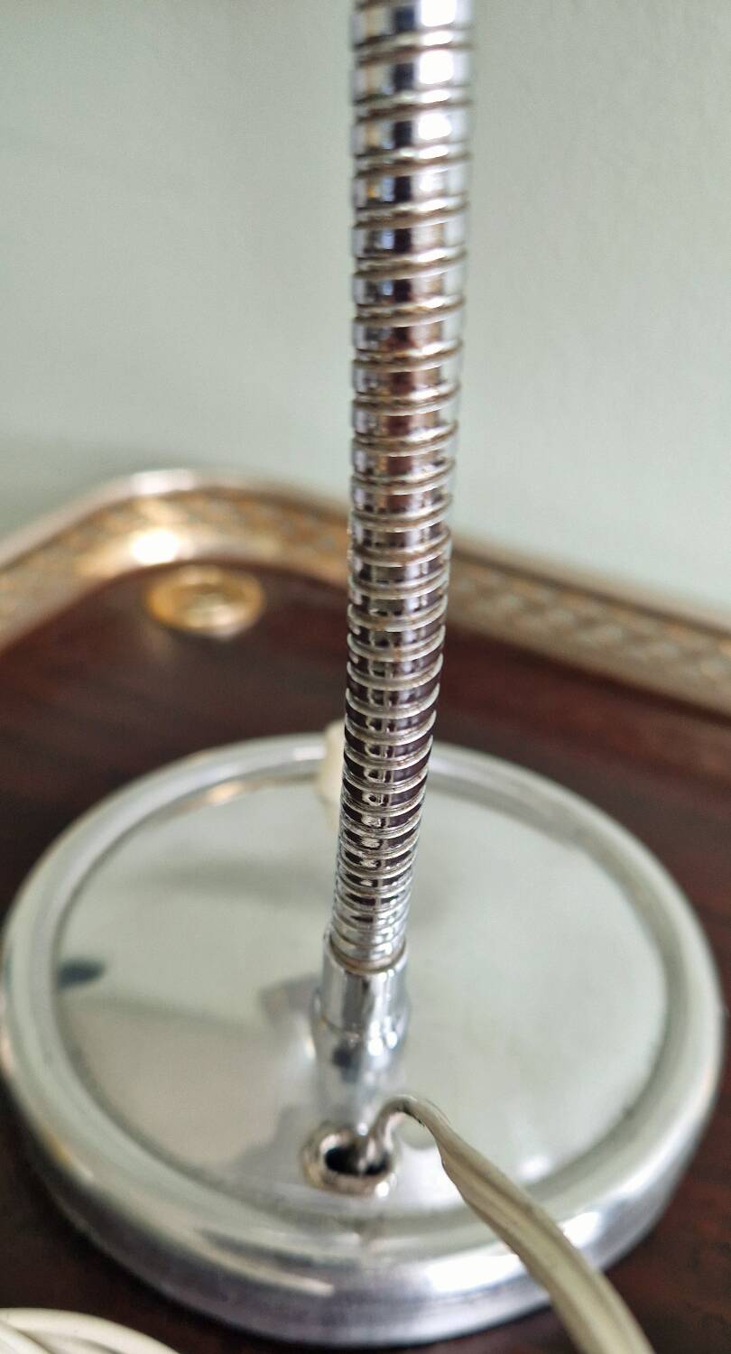 Polished aluminum desk lamp from the 1950s