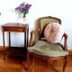 Fauteuil cabriolet vert Louis XV
