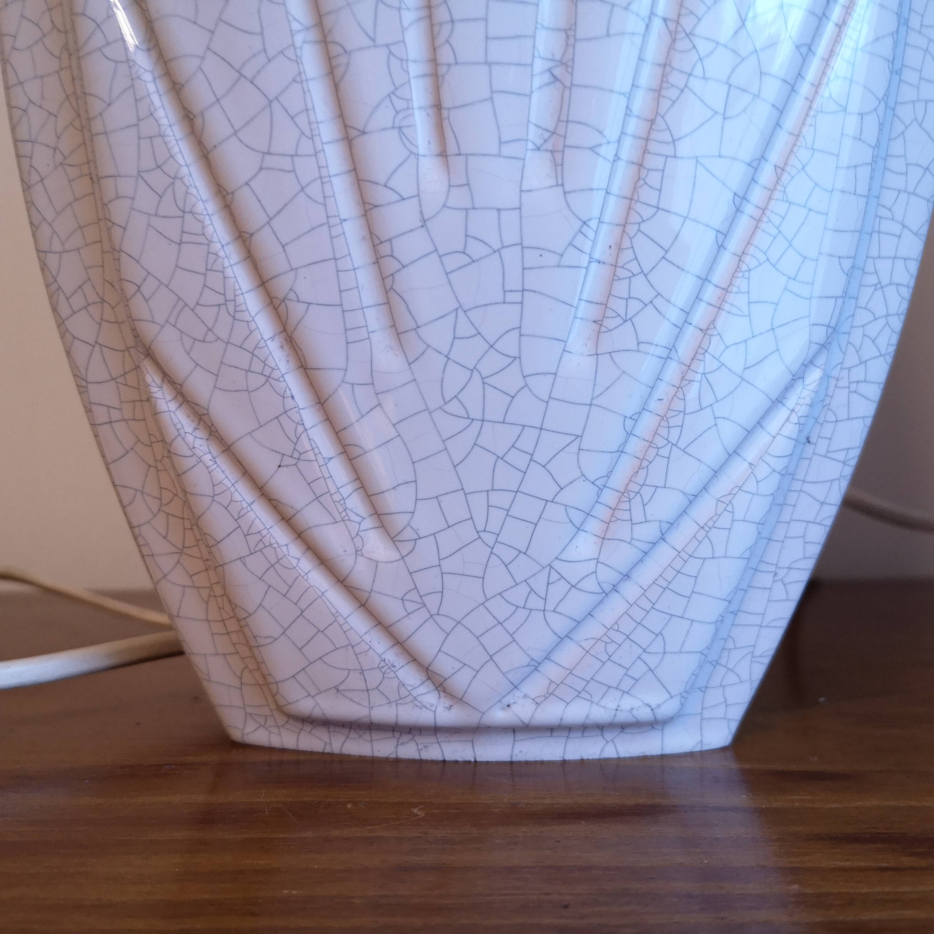 "Fan" lamp base in crackled ceramic - 1980s