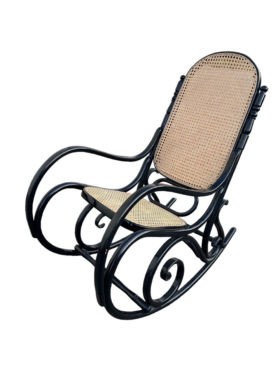 black cane rocking chair