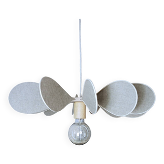 12-blade propeller suspension in rattan and natural linen