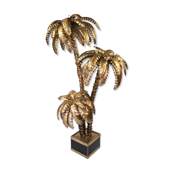 Lampadaire palmier 3 têtes métal doré — Beyit