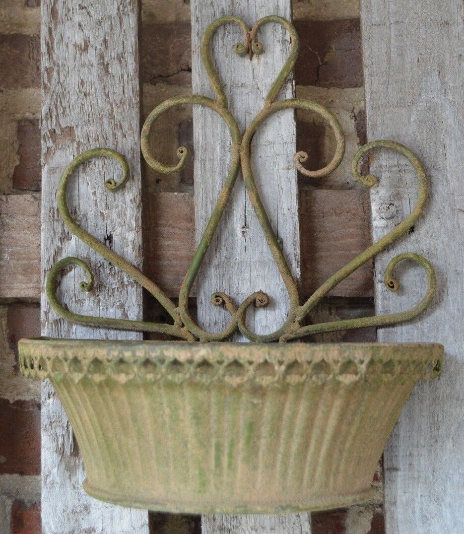 Patinated iron wall planter