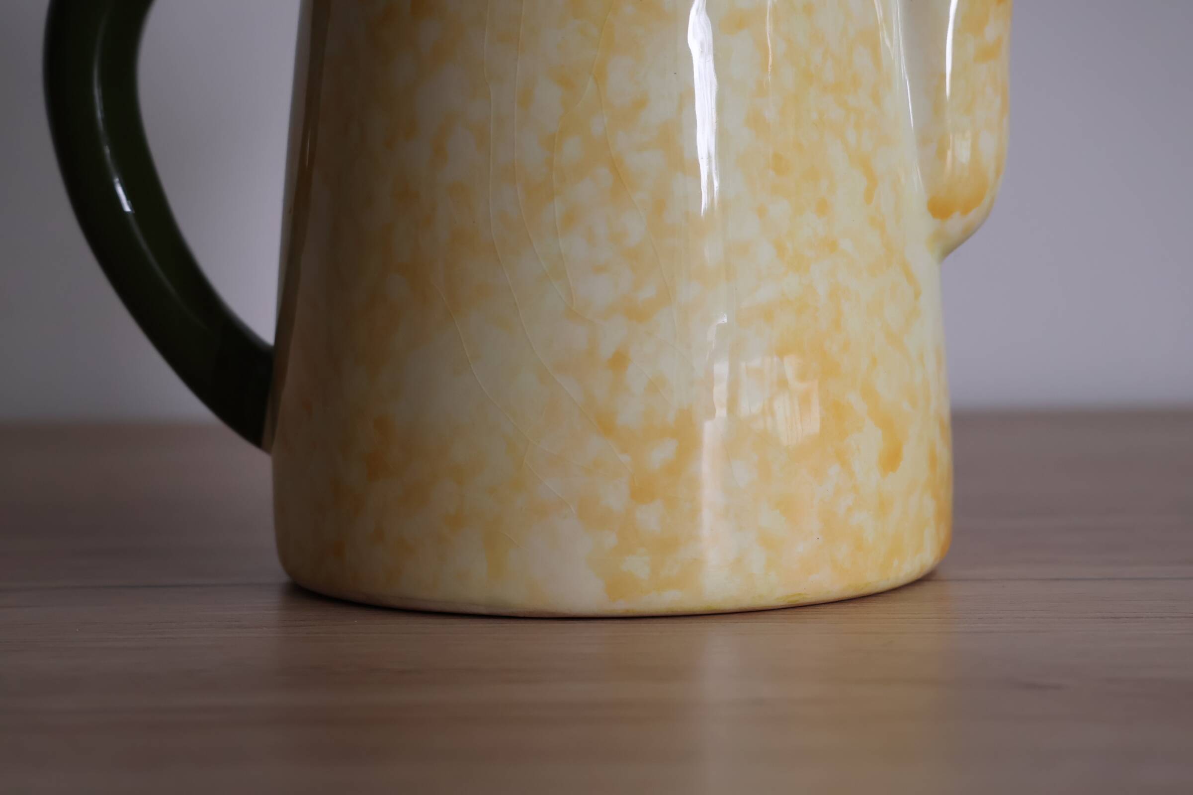 Vintage yellow and green ceramic coffee pot