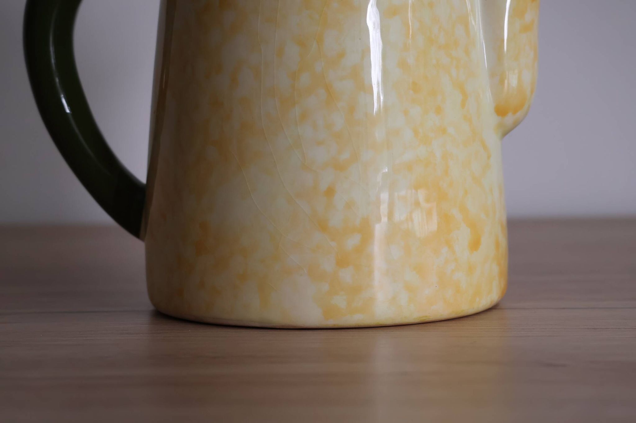 Vintage yellow and green ceramic coffee pot