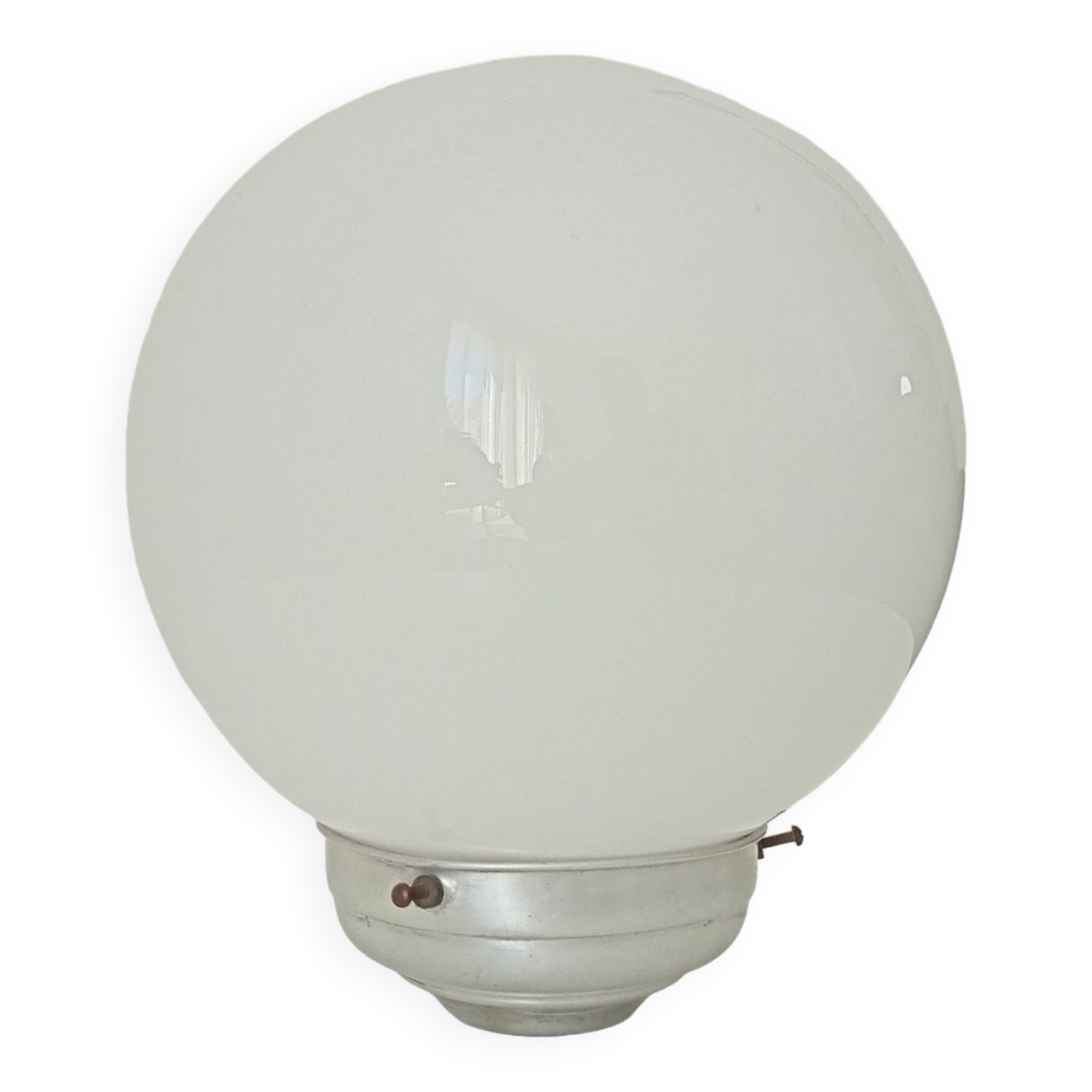 Globe lampshade vintage 50s Opaline and aluminum