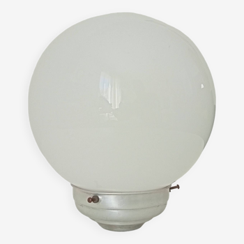 Globe lampshade vintage 50s Opaline and aluminum