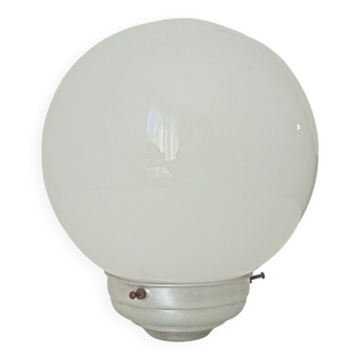 Globe lampshade vintage 50s Opaline and aluminum