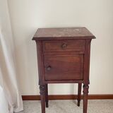 Antique bedside table in wood and marble