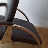 Chromed leather armchair, chaise longue from the 1970s.