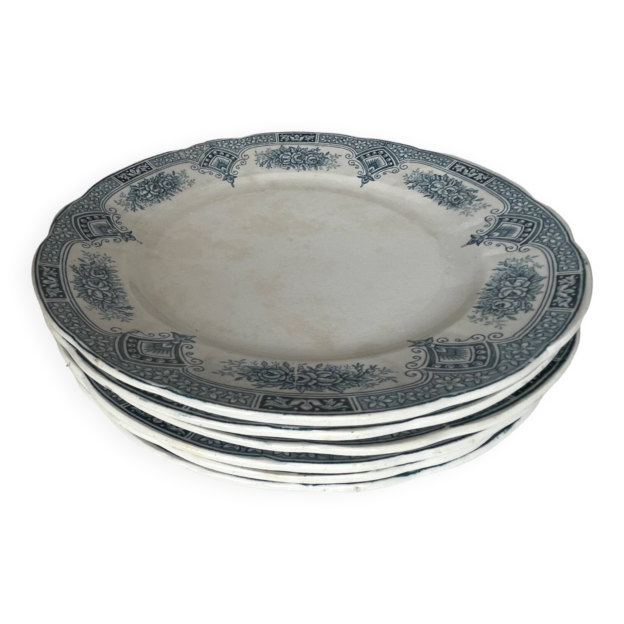 6 assiettes en terre de fer Printemps