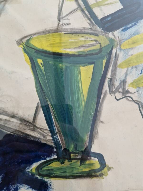 Bernd Zimmer (Born 1948) Gouache on paper - Abstract still life