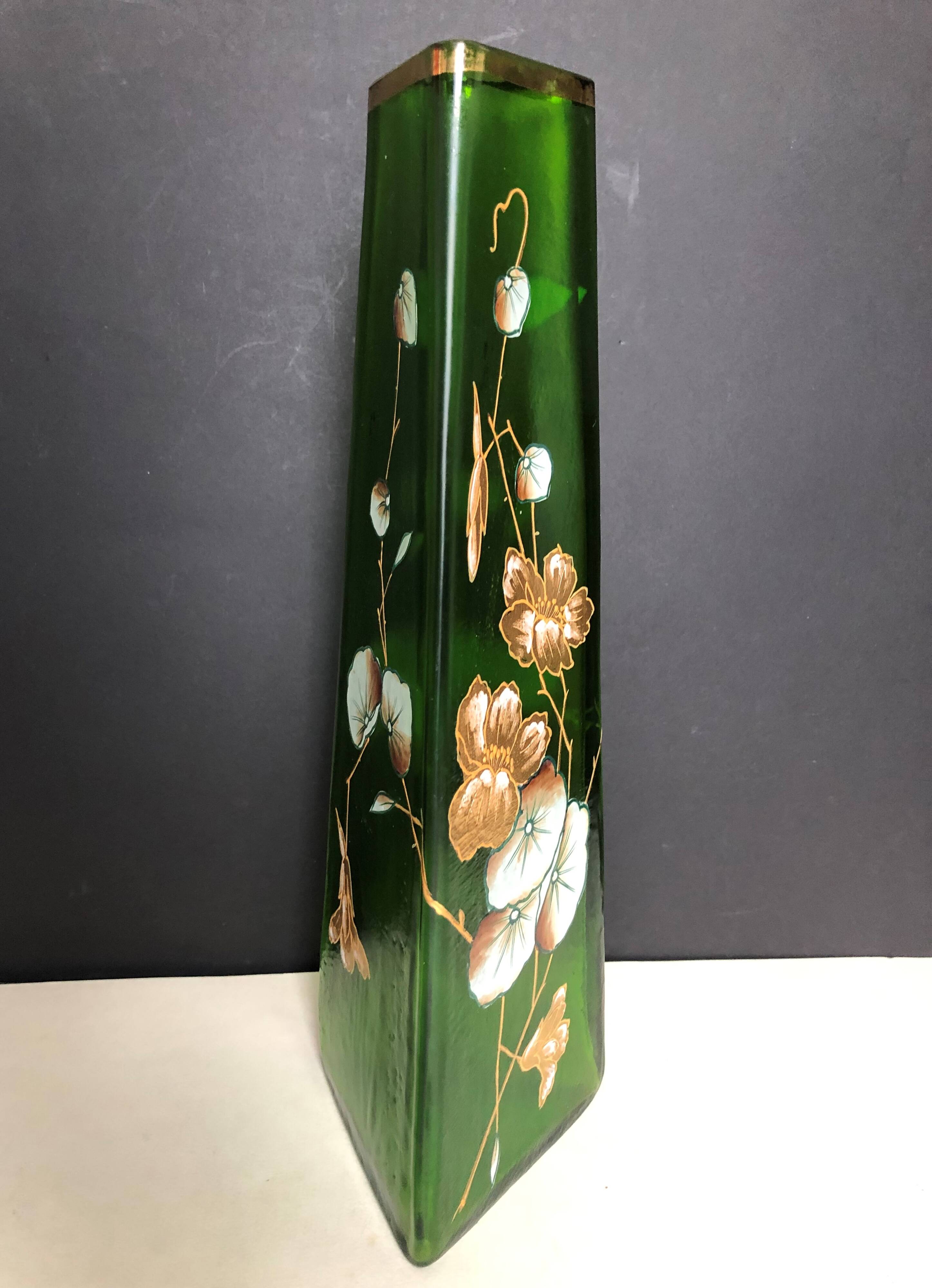 Large enamelled glass vase