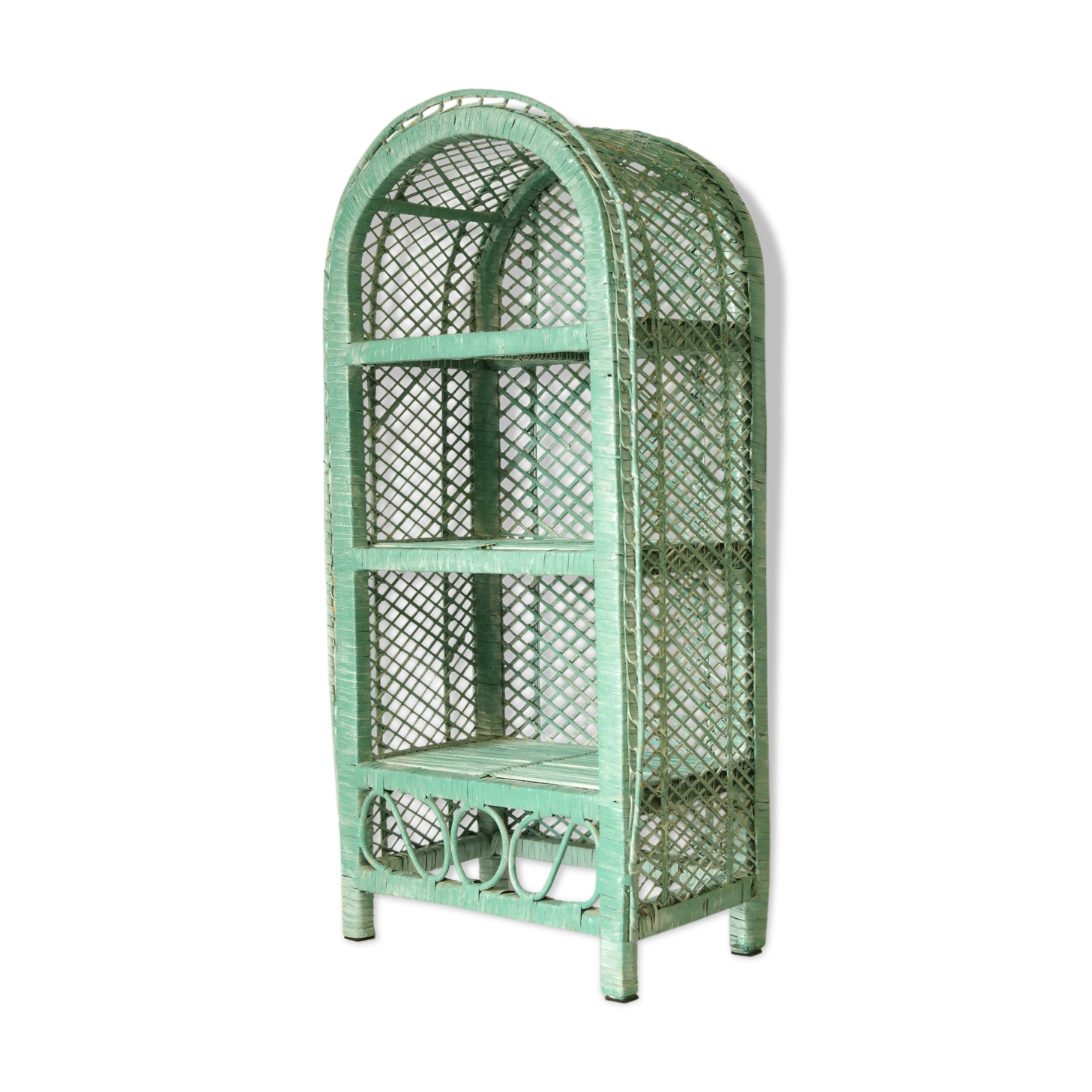 Vintage mint green wicker bookcase